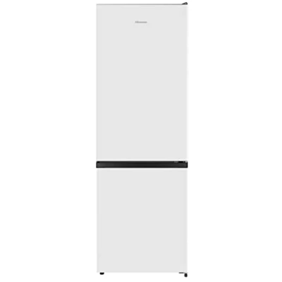 Abbildung von Hisense RB372N4AWE Kombi Kühlschrank, Effiziente Klasse E, Fassungsvermögen 292 l mit 180 cm Höhe, Gemüseschrank, 4 Sterne Gefrierschrank, wendbare Tür, leise, 39 dB, Weiß