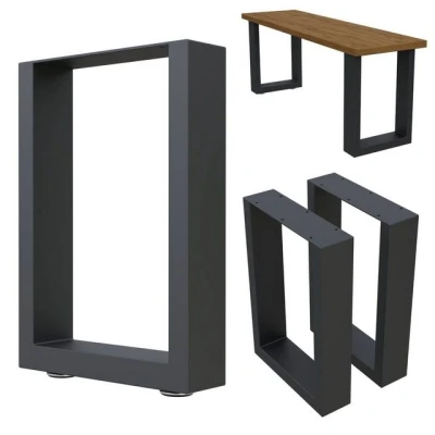 Abbildung von HAGO24 Bankgestell &amp; Tischgestell in Grau I 30x43cm robuste Tisch Bank Füße aus Stahl Bankbeine für Couchtisch Esstisch DIY Metallgestell Esszimmer / Parkbank Gartenbank