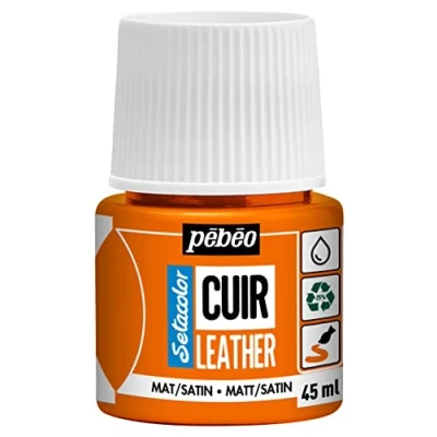 Abbildung von Pébéo Setacolor Leder Acrylfarbe für und Kunstleder Personalisierung von Taschen, Schuhen, Sneakern kratz , knick scheuerfest matter/seidenmatter Finish Orange 45 ml