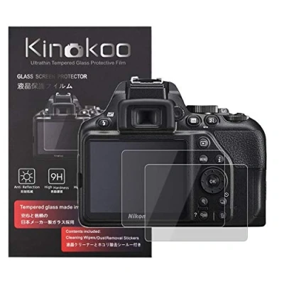 Abbildung von kinokoo Gehärtetes Glas für Nikon D3500/D3400/D3300/D3200/D3100 Kristallklarer Film D3500 D3400 D3300 D3200 D3100 Displayschutzfolie Blasenfrei/Kratzfest(2er Pack)