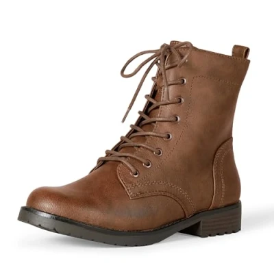 Abbildung von Amazon Essentials Damen Kampfstiefel mit Schnürung, Cognac, 43 EU