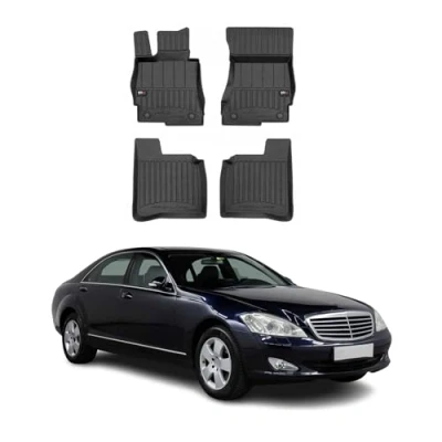 Abbildung von OMAC Gummi Fußmatten kompatibel mit Mercedes S Klasse W221 Langer 2005 2013 Premium TPE 4X