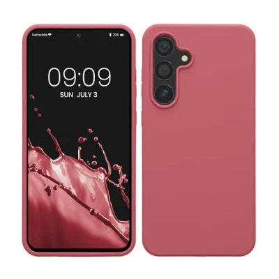 Abbildung von kwmobile Hülle kompatibel mit Samsung Galaxy S24 FE Silikon Handy Case Handyhülle weiche Oberfläche kabelloses Laden Dark Rose