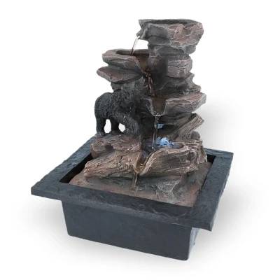 Abbildung von NATIV Zimmerbrunnen Motiv Tischbrunnen mit Pumpe und Beleuchtung, LED Beleuchtung