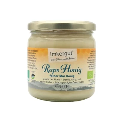 Abbildung von Deutscher Bio Raps Honig, Bioland Qualität aus der Traditions Imkerei im Schwarzwald, 500g Glas, Imkergut