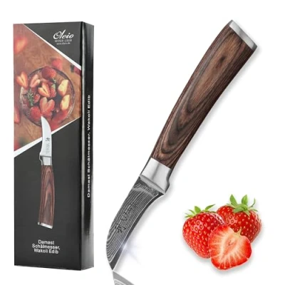Abbildung von Wakoli Obstmesser EDIB Damast Gemüsemesser 6 cm Klinge mit Pakkaholzgriff
