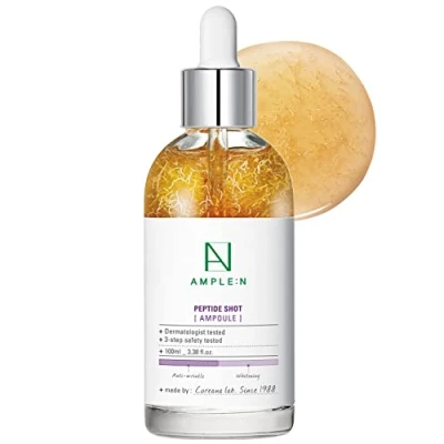 Abbildung von Coreana AMPLE:N Peptid Schussampulle 3,38 fl. oz. (100 ml) Ultimatives Anti Aging und Falten Serum zur Straffung des Gesichts, Tri Booster, Visiby Plump, verjüngende Hautpflege
