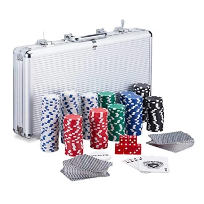 Abbildung von relaxdays Spiel Pokerkoffer mit 300 Laserchips