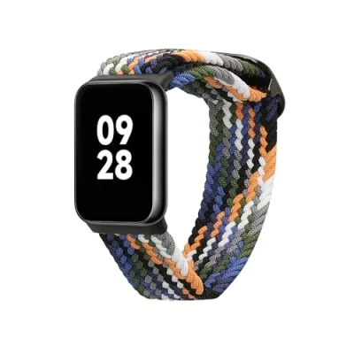 Abbildung von kwmobile Armband kompatibel mit Xiaomi Mi Band 8 Pro Nylon Fitnesstracker Sportarmband in Blau Gelb Grau Innenmaße von 15 18,5 cm
