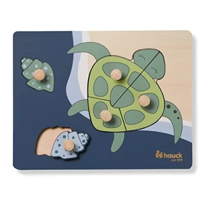Abbildung von Hauck Steckpuzzle Puzzle N Sort Turtle / Schildkröte, Puzzleteile, Holz für Baby Greifpuzzle Kinder (ab 1 Jahr)