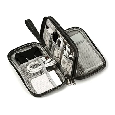 Abbildung von XCWTBL Elektronische Tasche Organizer Kabeltasche Universal Reisekabel , Elektronik Zubehör Handyladekabel, Schwarz, Kordel, Reißverschluss