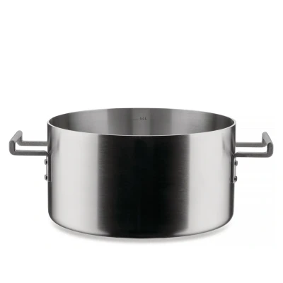 Abbildung von Alessi Convivio DC102/28 Niedrige Trilamin Design Kasserolle mit Zwei Griffen, Geeignet für Induktion, Edelstahl und PVD Magnetischem Stahlboden, 28 cm, Satiniert