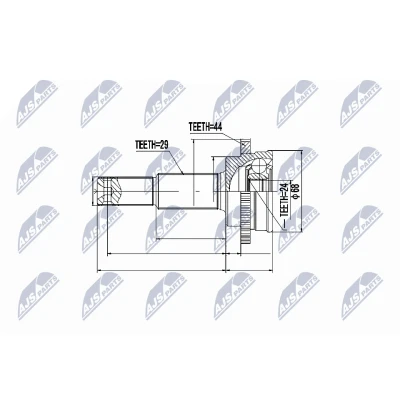 Abbildung von NTY NPZ NS 067 Gelenksatz Automatikgetriebe Hinterachse links, rechts, NISSAN: X Trail, Murano I