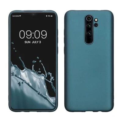 Abbildung von kwmobile Case kompatibel mit Xiaomi Redmi Note 8 Pro Hülle Schutzhülle aus Silikon metallisch schimmernd Handyhülle Metallic Karibikblau