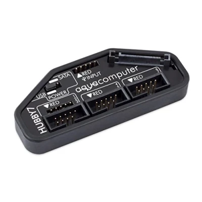 Abbildung von Aqua Computer HUBBY7, SATA, USB 2.0, Schwarz, PC, 80 mm, 30 mm
