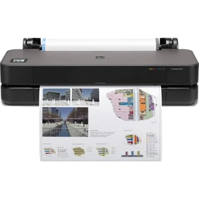 Abbildung von HP DesignJet T250 Großformatdrucker, 24 Zoll, bis zu A1, mobiles Drucken, Wi Fi, Gigabit Ethernet, Hi Speed USB 2.0 (5HB06A), Schwarz