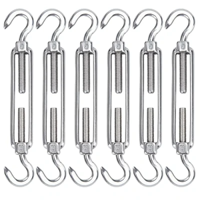 Abbildung von Spannschloss Seilspanner 6 Stück M5 Edelstahl Verstellbare Haken und Stahlseil Drahtseil Wantenspanner für Sonnensegel, Seil, Gartendraht, oder Wäscheleine zu spannen Heavy Duty