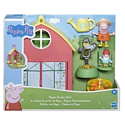 Abbildung von Peppa Pig Peppa’s Adventures Peppas Gartenhäuschen Spielset, enthält 1 Figur, 5 Accessoires, mit Tragegriff für unterwegs, ab 3 Jahren geeignet, F36585L0