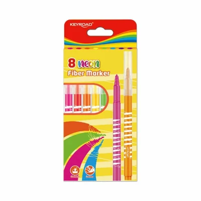 Abbildung von Filzstifte KEYROAD Fiber Marker Neon/ 8 Stck./ Schulfilzstifte Neonfarbig Fasermaler mit Loch zum Aufhängen/Erwachsene und Kinder/Perfekt für Schularbeiten/Mischfarben