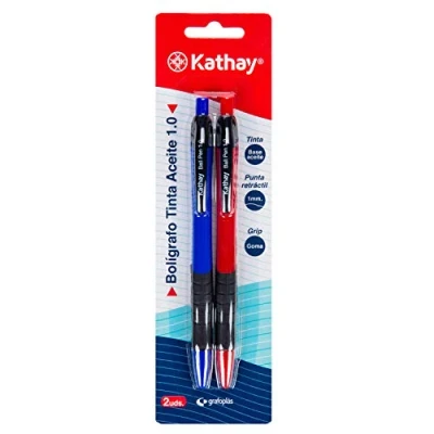 Abbildung von Kathay 86210498 Öl Tintenroller, Farben blau und rot, Spitze 1 mm, ideal für Büro