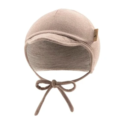 Abbildung von Sterntaler Schirmmütze aus Feinstrick Jungen mit angeschnittenen Ohrenklappen und Bindeband Baby Beanie, gefüttert weichem Baumwollfleece Sand, 45