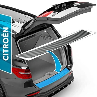 Abbildung von uProtect Auto Ladekantenschutz Folie für Citroën C4 3 (III) I 2020 2025 Stoßstangenschutz, Kratzschutz, Lackschutzfolie Carbon Optik Selbstklebend