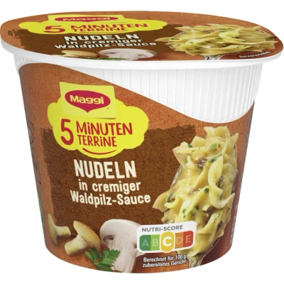 Abbildung von Maggi 5 Minuten Terrine Nudeln in Waldpilz Rahmsauce