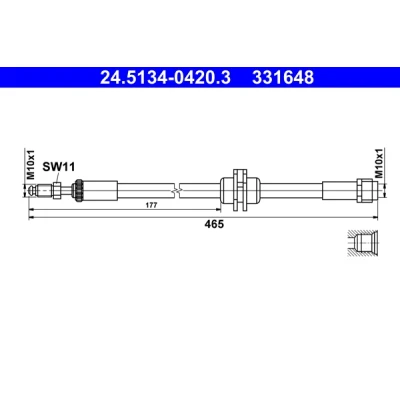 Abbildung von ATE 24.5134 0420.3 Bremsschläuche 465 M10x1 BMW: 2 Active Tourer, X1
