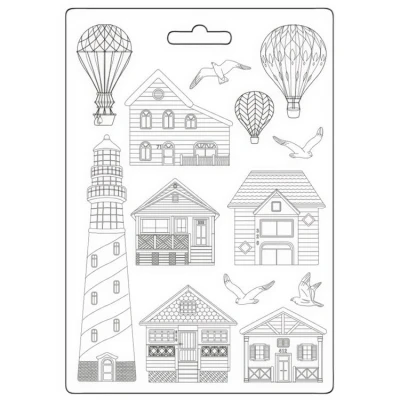 Abbildung von Stamperia Sea Land Soft Mould A4 Houses and Lighthouse (K3PTA4576)