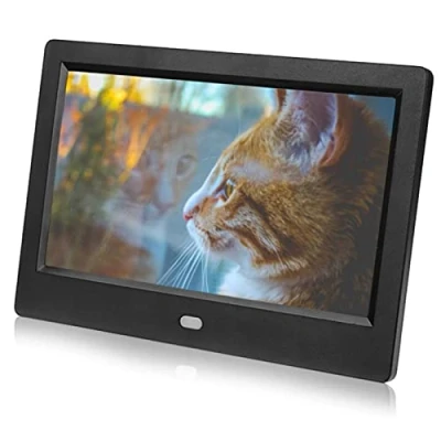 Abbildung von Digital Bildrahmen, 7 Zoll TFT 1024 x 600 Display Elektronischer Bilderrahmen für Foto/Musik/Video Player Mit Kalender Fernbedienung, Smart Fotorahmen abnehmbarem Ständer