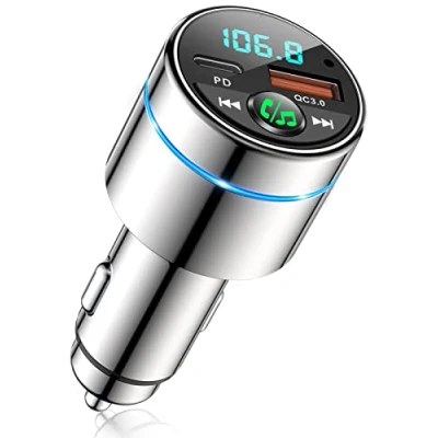 Abbildung von Mohard FM Transmitter Auto Bluetooth 5.3, Ganzmetall PD 30W &amp; QC3.0 18W Schnelles Autoladegerät Zigarettenanzünder, KFZ Adapter Freisprechanlage, Noise Cancelling Mikrofon, Ringlicht