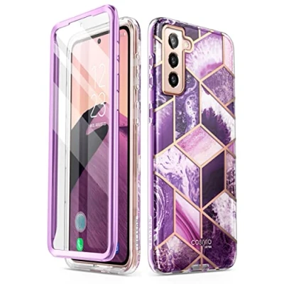 Abbildung von i Blason Glitzer Hülle für Samsung Galaxy S22 (6.1&quot;) 5G Handyhülle Bumper Case 360 Grad Schutzhülle Glänzend Cover [Cosmo] mit Integriertem Displayschutz 2022 Ausgabe (Lila)