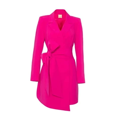 Abbildung von Swing Fashion Women&#039;s Rocky Minikleid Damen Elegantes Festliches Kleid Partykleid Abendkleid Hochzeitskleider Kurzkleid Anzugkleid Sexy V Ausschnitt Langarm Rosa, S (36)