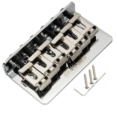 Abbildung von Wilkinson WOF02 52,5mm Hardtail Steg Fixed Bridge Vintage Saitenreiter für Squier/Mexico Fender Strat E Gitarre, Chrom