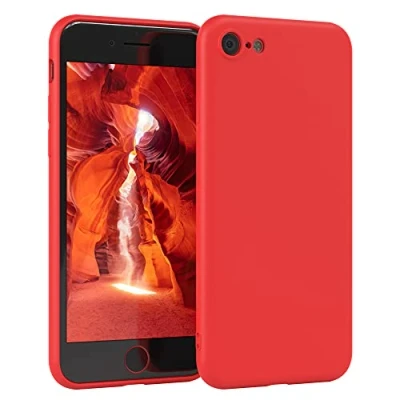 Abbildung von EAZY Case Silikonhülle für iPhone SE 2022 / 2020, 7/8 Hülle Silikon Rot weich stoßfeste Handyhülle Schutzhülle mit Kameraschutz Dünn Premium Schutz Cover TPU Phone Bumper in
