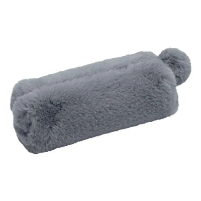 Abbildung von WEDO 24274041 Schlampermäppchen &quot;FLUFFY&quot;, mit Fellkugelanhänger, aus Polyesterplüsch, Innenfutter, blaugrau