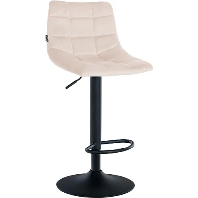 Abbildung von CLP Barhocker Jerry Samt I Höhenverstellbarer Barstuhl 360 Drehstuhl Mit Rückenlehne Für Küche Und Bistro, Farbe:beige, Gestell Farbe:schwarz