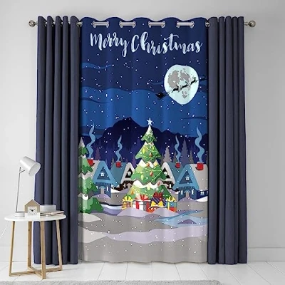 Abbildung von Bedlam Weihnachtsvorhang B 55 x L 84 (138 214 cm) Öse leuchtet im Dunkeln Vorhang für Weihnachten Frohe Vorhang/Festlicher Weihnachtsstadt Schlafzimmer/Wohnzimmer