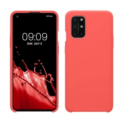 Abbildung von kwmobile Hülle kompatibel mit OnePlus 8T Silikon Handy Case Handyhülle weiche Oberfläche kabelloses Laden Neon Koralle
