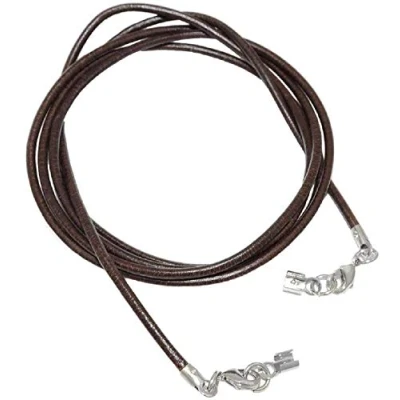 Abbildung von unbespielt Lederband Braun gefärbt 2x Karabinerverschluss 1 m Lang Kürzbar, Modeschmuck für Damen und Herren