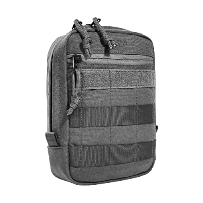 Abbildung von Tasmanian Tiger TT Tac Pouch 5 Rucksack Zusatz Tasche für Zubehör EDC, Molle kompatibel, incl. Regenhülle, 20 x 15 cm (Titan Grey)