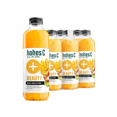 Abbildung von hohes C ALL IN ONE Beauty (6x 850ml), Mehrfruchtsaft aus Fruchtsaftkonzentraten (Mango, Kaki, Limette), vitaminreich, ohne Zuckerzusatz &amp; Süßungsmittel, künstliche Aromen, vegan