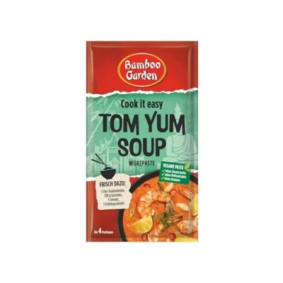 Abbildung von Bamboo Garden Tom Yum Soup Würzpaste Zum Zubereiten von Suppe Für 4 Portionen Vegan, natürliche Zutaten 45 g im Beutel