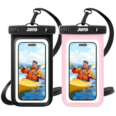 Abbildung von JOTO 2 Stück Wasserdicht Handyhülle Waterproof Phone Case IPX8 Unterwasser Handytasche für iPhone 15 14 13 12 11Pro Max Plus Galaxy S23 S22 bis 7 Zoll Schwarz/Pink