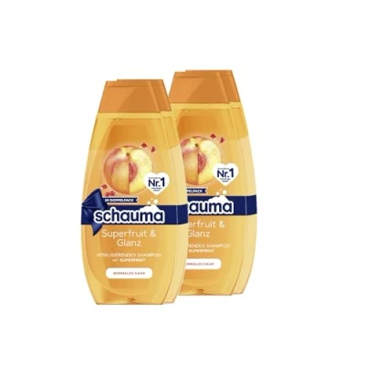 Abbildung von Schauma Schwarzkopf Shampoo Superfruit &amp; Glanz, 2er Pack (2x 2x400 ml), mit Extrakt stärkt das Haar verleiht einen natürlichen silikonfrei vegane Formel