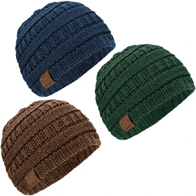 Abbildung von 3 Pack Baby Mütze Mädchen, Jungen Neugeborenen Hüte, Herbst, Beanie Neugeborene Wintermütze, Kinder, Säugling, Weiche und Dehnbare Kindermützen (Icelandic, M)