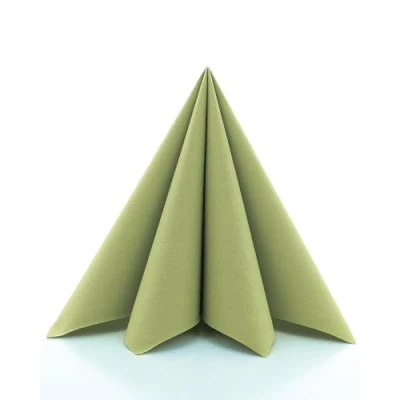 Abbildung von Sovie HORECA Servietten in Oliv aus Linclass Airlaid, stoffähnliche Einwegservietten ideal für Hochzeit &amp; Partys, 40 x cm, 50 stück