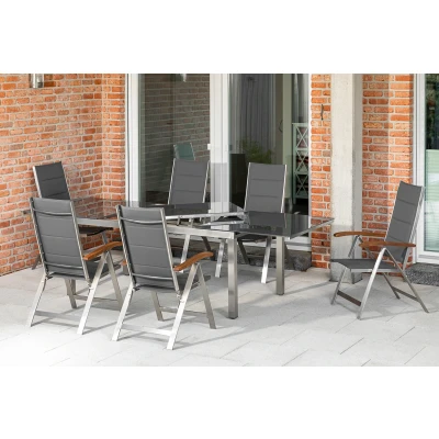 Abbildung von MERXX Garten Essgruppe &quot;Ferrara&quot;, (7 tlg.), 6 Klappsessel mit ausziehbarem Tisch