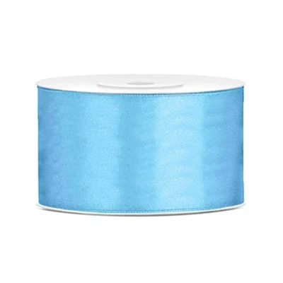Abbildung von 25 Meter Satinband Hellblau Breite 50mm Schleifenband Dekoband Geschenkband Geschenkverpackung Hellblaues Band hellblaue Schleife 5cm