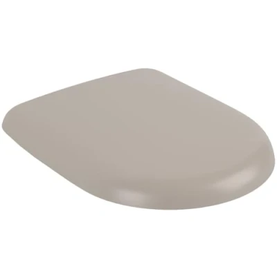Abbildung von Villeroy &amp; Boch Antao WC Sitz, Toilettendeckel mit Absenkautomatik, abnehmbarer Toilettensitz aus bruchsicherem Duroplast, Klodeckel Original Ersatzteil, D Form, Almond, matt